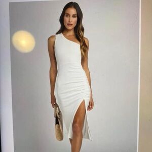 Lulus one shoulder white dress nwt size large